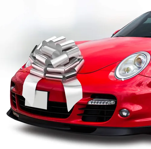 Miniatura 8 de Zoe Deco Lazo grande para automóvil (rojo, 18 pulgadas), lazos de regalo, lazo gigante para automóvil, lazo de cumpleaños, enorme lazo