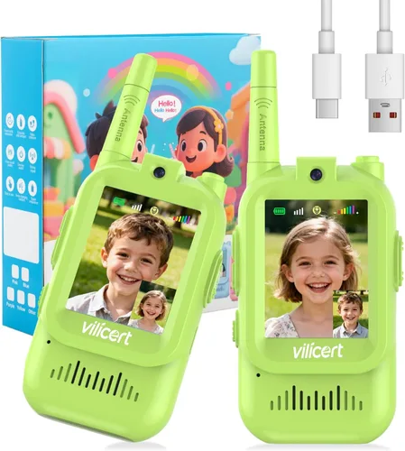 Miniatura 14 de Walkie Talkies de video con pantalla en tiempo real y cambiador de voz, radios recargables de largo alcance para niños de 3 a 12 años, regalos