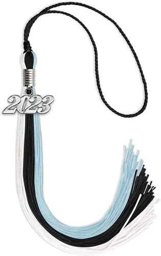 Miniatura 11 de Endea Graduation Borla de triple color con gota de fecha plateada (negro/dorado/granate, 2020)