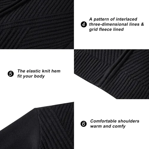 Miniatura 12 de VtuAOL Suéteres tipo cárdigan para hombre, con cremallera completa, cuello alto, cárdigan de punto casual con bolsillos