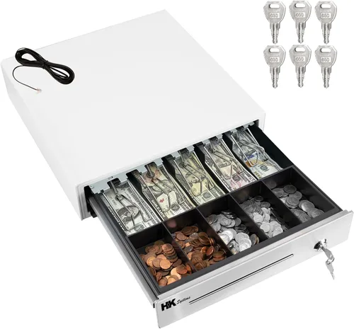 Miniatura 13 de HK SYSTEMS Cajón de efectivo negro resistente frontal de 16 pulgadas "acero inoxidable" con 5Bill/5Coin