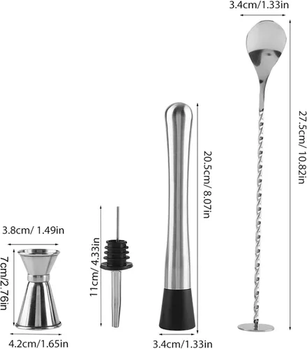 Miniatura 4 de Juego de coctelera de 4 piezas, juego de mezclador de bebidas, herramientas de mezcla de bebidas Elite Mixology Barman Kit con accesorios esenciales