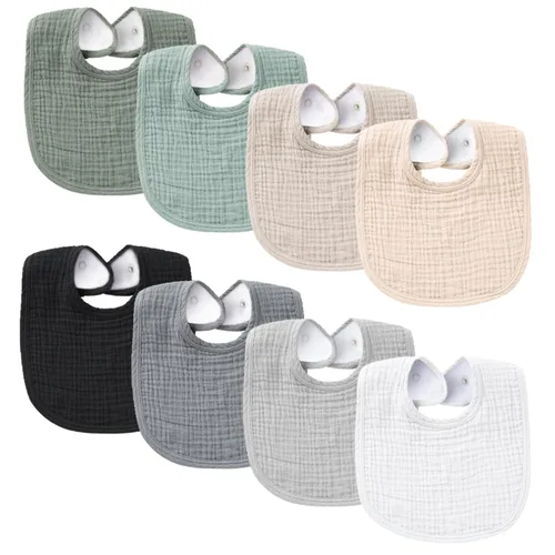 Miniatura 21 de Konssy Baberos de Muselina para Bebé Paquete de 8 Baberos Bandana para Babear de Algodón para Niños y Niñas Unisex, Conjunto Suave y Absorbente