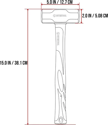 Miniatura 3 de INTERTOOL Martillo de trineo de 4 libras, martillo de perforación/grieta pequeño, resistente con mango de fibra de vidrio antideslizante que absorbe