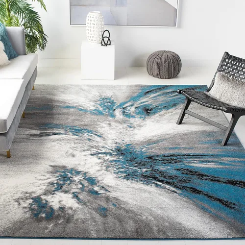 Miniatura 11 de SAFAVIEH Glacier Collection GLA127M - Alfombra moderna abstracta que no desprende pelusa, para sala de estar o dormitorio, 4 x 6 pies, azul/gris