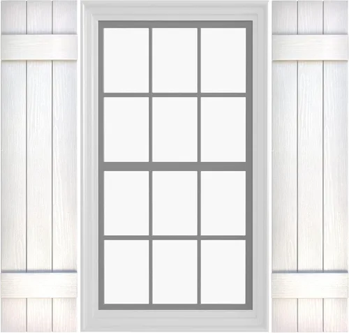 Miniatura 29 de Persianas de Vinilo Board & Batten (1 Par) 11"x31" (3-Tableros) - Negro Cosmos/Pintable Persianas Exteriores para Ventanas Incluye Herrajes