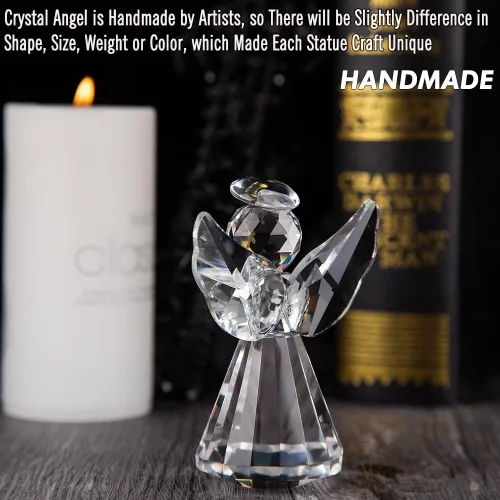 Miniatura 4 de Colección de figuras de ángel de cristal, bonito adorno de cristal, estatua para decoración del hogar, mesa de animales, regalo coleccionable