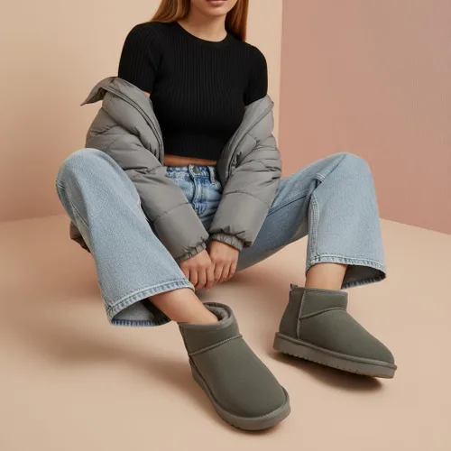 Miniatura 109 de CUSHIONAIRE, Hip 2 - Botas de nieve de gamuza auténtica para mujer, sin cordones, con cómodo forro de piel de oveja sintética + espuma viscoelástica