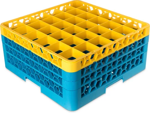 Miniatura 48 de Carlisle FoodService Products RG9-214 OptiClean Estante de vidrio con 9 compartimentos con 2 extensores, 7.12 pulgadas, polipropileno, azul