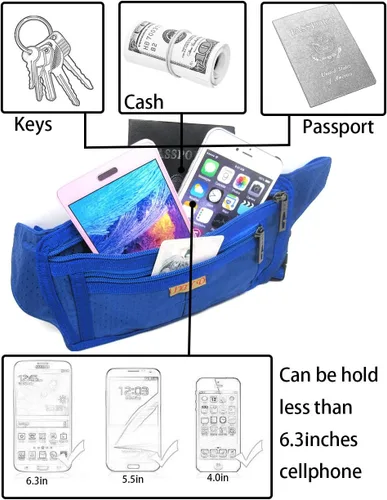 Miniatura 27 de Bolsa de cintura ultrafino con ranuras c/visualización para tarjeta de crédito, para deportes, aire libre, correr, caminar, viajes.