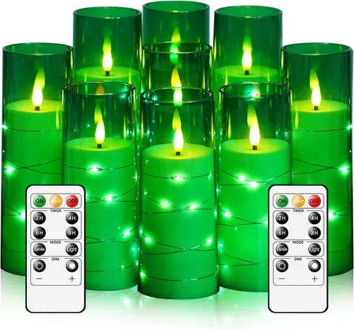 Miniatura 10 de kakoya Velas LED sin llama con temporizador, 9 velas parpadeantes sin llama para ambiente romántico y decoración del hogar, carcasa acrílica