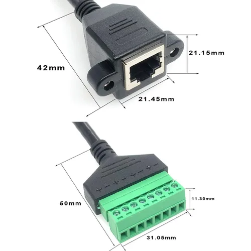 Miniatura 3 de 4 conectores hembra RJ45 a 8 pines de 1 pie de conector de terminal de tornillo, terminal de tornillo RJ45 8P8C para extensor Ethernet Cat6 Cat5 AV