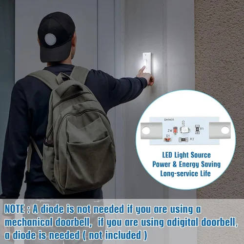 Miniatura 5 de Saillong Botón de Timbre Iluminado de 2 Piezas, Interruptor de Abridor de Puerta de Garaje Montado en la Pared de Navidad con Luz LED Compatible