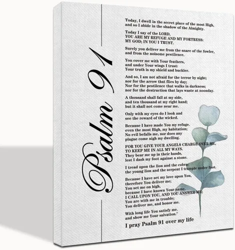 Salmos 91, arte de pared del Salmo 91, versículo de la Biblia, Salmos 91, decoración espiritual, regalo de bautismo de las Escrituras, 14 x 17