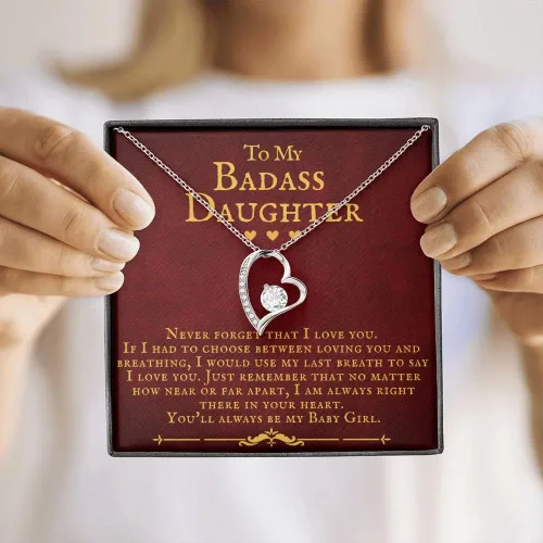 Miniatura 5 de ZILORRA Collar para hija con texto en inglés "To My Badass", regalos para padre e hija, regalo de cumpleaños para hija, graduación, Navidad, San