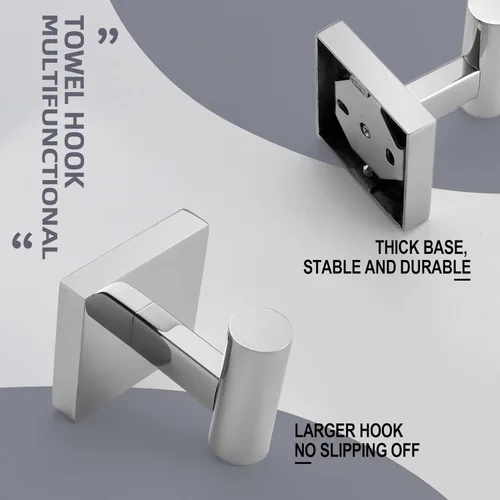 Miniatura 3 de KOKOSIRI Ganchos para Bata Toalla y Abrigo de Baño para Baño Cocina Pared Paquete de 2 Cromo Acero Inoxidable B1013CH-P2 Cromo pulido