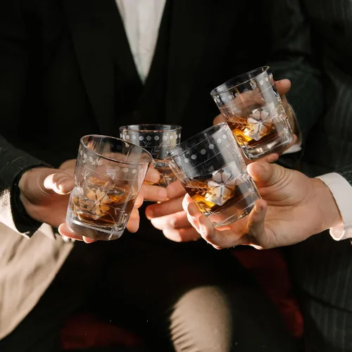 Miniatura 4 de Joeyan Vasos de Vidrio para Beber Grabados Soplados a Mano, Vasos de Agua de Vidrio Transparente con Patrón Floral, Juego de Cristalería Tumbler