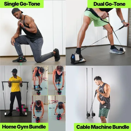 Miniatura 9 de Rayofi Go-Tone - Máquina de gimnasio portátil, pantalla LCD inteligente, 1.5 lbs, resistencia ajustable de 3 a 66.1 lbs, recargable por USB-C Negro
