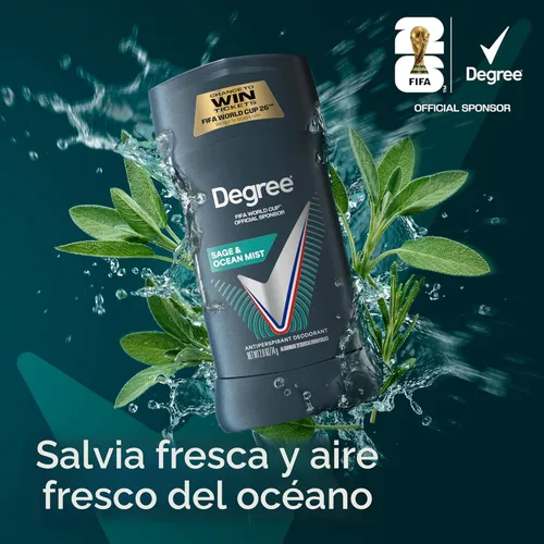 Miniatura 5 de Degree Desodorante antitranspirante para hombre, salvia y niebla oceánica, protección contra el sudor y el olor de 72 horas, antitranspirante