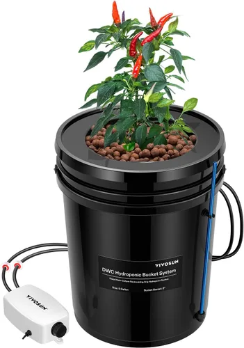 VIVOSUN DWC Sistema de cultivo hidropónico con kit de goteo superior, cultivo de agua profunda de 5 galones, sistema de jardín de goteo recirculante