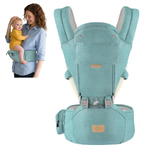 Miniatura 17 de FRUITEAM Portabebés de recién nacido a niño pequeño, taburete de cintura certificado de seguridad con asiento de cadera, portabebés ergonómico 6