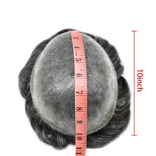Miniatura 6 de Toupee - Sistema de reemplazo de piezas de cabello humano real para hombre, piezas de pelo de tupé, sistema de pelo de piel de polietileno