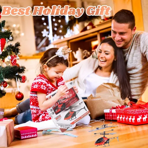 Miniatura 6 de Helicóptero de juguete a control remoto, 2 canales, 2.4 GHz, 2 velocidades, vuelo arriba y abajo, regalo para niños, rojo