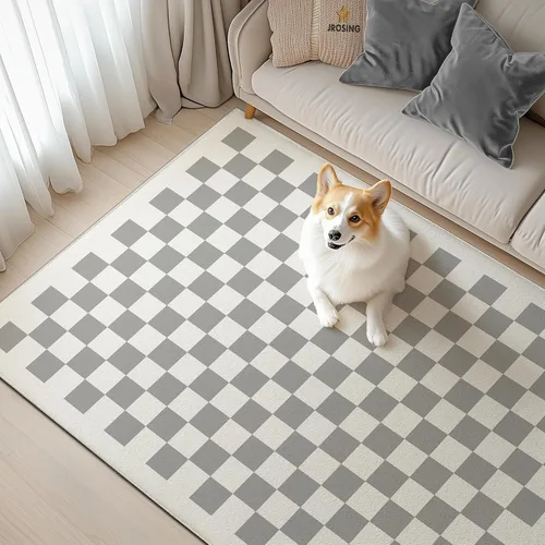 Miniatura 14 de Alfombra lavable de 3 x 5 pulgadas, diseño de tablero de ajedrez arcoíris colorido moderno, plegable, alfombra de área pequeña, de pelo bajo