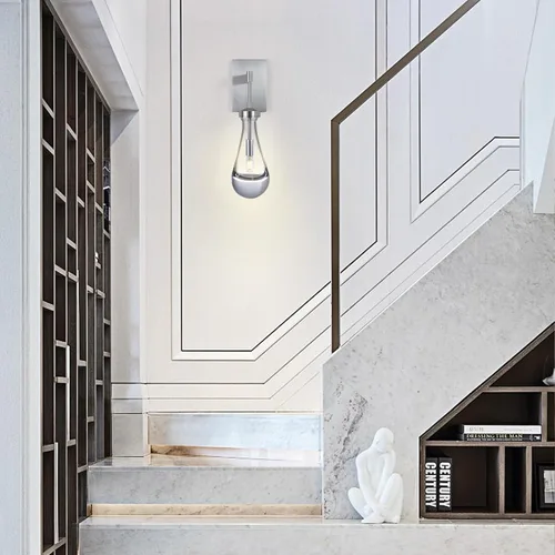Miniatura 5 de Apliques de Pared de Níquel, Modernas Luminarias de Gota de Lluvia para Dormitorio, Lámpara de Pared Montada para Mesita de Noche, Iluminación