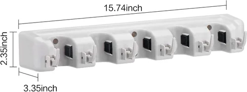 Miniatura 2 de CHAMPS Soporte para escoba de fregona montado en la pared, organizador comercial para herramientas de jardín, cocina, garaje y lavandería
