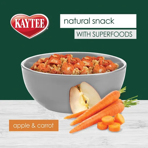 Miniatura 4 de Kaytee Snack natural con superalimentos para conejillos de indias, conejos, hámsteres y otros animales pequeños, manzana y zanahoria, 2.5 onzas