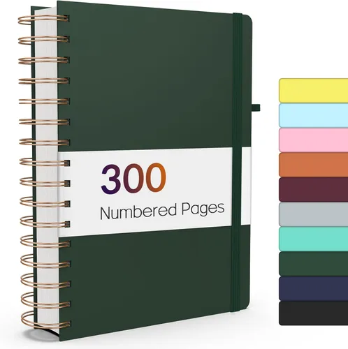 Miniatura 30 de Forvencer Cuaderno rayado en espiral con 300 páginas numeradas, diarios gruesos A5 para escribir con papel de 3.53 oz/m², cuadernos de tapa dura