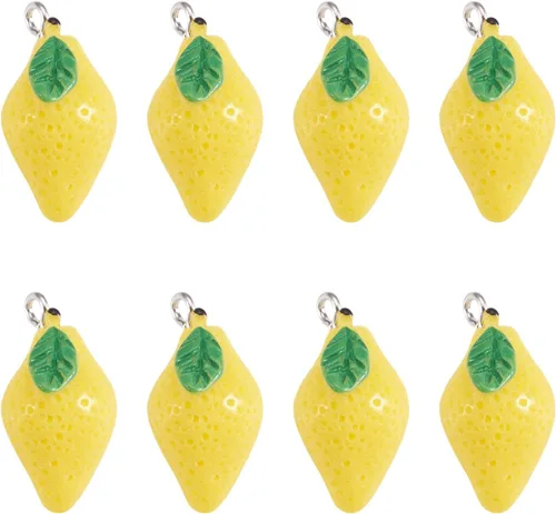 Miniatura 12 de Cheriswelry 10 dijes de fruta naranja, de resina, coral, lindos colgantes, adornos colgantes con lazo de hierro de 0.99 a 0.98 pulgadas, decoración
