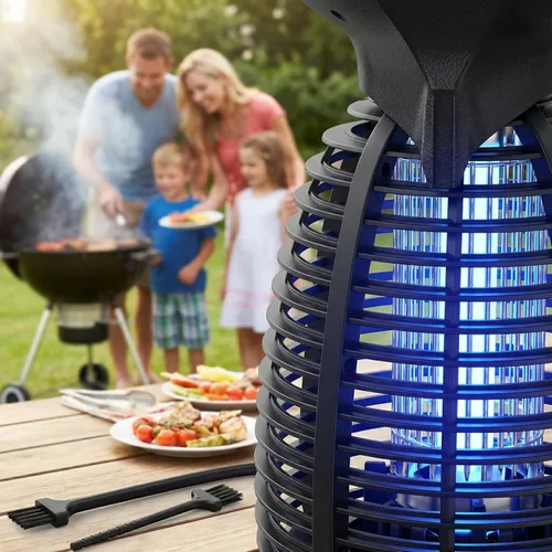 Miniatura 19 de Exterminador eléctrico de insectos al aire libre – 4200 V de alto voltaje insecto asesino impermeable luz LED para mosquitos, mosca, patio, porche