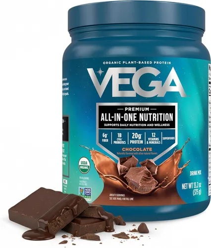 Miniatura 18 de Vega Todo en Uno Nutrición Orgánica - 20 g de proteína de guisante a base de plantas, vainilla francesa, 43 porciones, vitaminas A y C, probióticos
