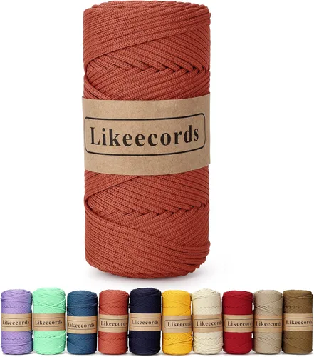 Miniatura 54 de Likeecords Cordón de macramé trenzado de poliéster de 0.157 in, 140 yardas/426 pies, hilo elástico para bolsa de ganchillo para manualidades, Verde