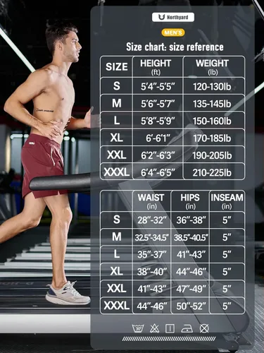 Miniatura 6 de NORTHYARD Pantalones cortos deportivos para correr para hombre, 5 pulgadas, 7 pulgadas, 9 pulgadas, entrenamiento, gimnasio, tenis, secado rápido