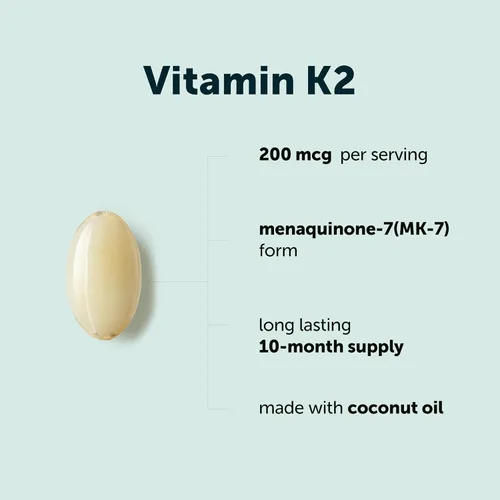 Miniatura 3 de Micro Ingredients Vitamina K2 MK-7 200 mcg por porción, 300 cápsulas blandas de aceite de coco Suplemento de vitamina K2 con aceite de coco Sin