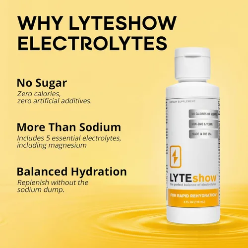 Miniatura 2 de LyteShow - Gotas de electrolitos para rehidratación rápida + digestión + cerebro + energía + inmunidad Sin azúcar Minerales traza Sin sabor