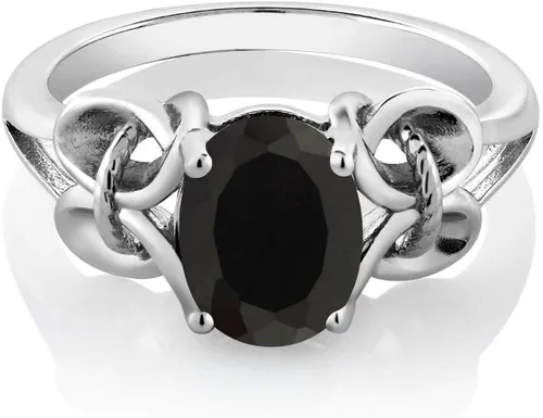 Miniatura 111 de Gem Stone King Anillo de compromiso ovalado con piedra natal para mujer, plata de ley 925, ovalado de 0.354 x 0.276 in, anillo de compromiso