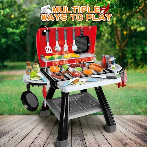 Miniatura 5 de Juguetes de Cocina de Juego para Niños, Parrilla BBQ de Cocina para Niños con Humo, Sonido y Luz, Juguetes de Comida de Juego Conjunto de Cocina
