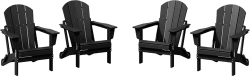 Miniatura 30 de WestinTrends Malibu HDPE - Silla plegable Adirondack de polietileno para exteriores, color negro