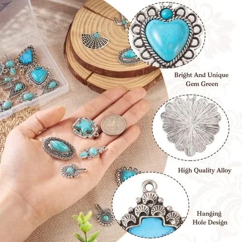 Miniatura 4 de Colgantes de turquesa sintética, Piedra, Turquesa