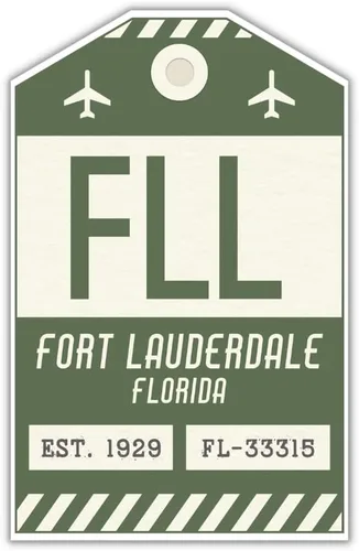 FLL Fort Lauderdale Florida - Etiqueta adhesiva para equipaje con código de aeropuerto, decoración de viaje coleccionable, diseño de inspiración