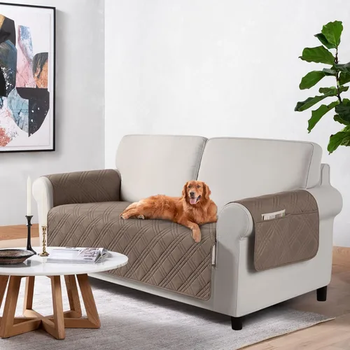 Miniatura 46 de TAOCOCO Fundas de sofá impermeables extragrandes para mascotas y perros con respaldo antideslizante, fundas para asientos de sofá con bolsillo