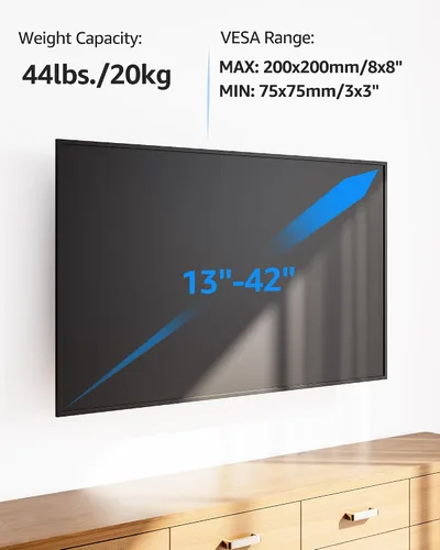 Miniatura 4 de MOUNTUP Soporte de pared para TV de movimiento completo para la mayoría de televisores de 13 a 42 pulgadas, brazo articulado de extensión de 21.7