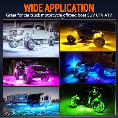 Miniatura 7 de Luces RGB para Rocas, 8 pods Kits de Luces Underglow de Neón, Control Remoto APP/RF y Modo Musical, Lámparas Inalámbricas Impermeables Multicolor