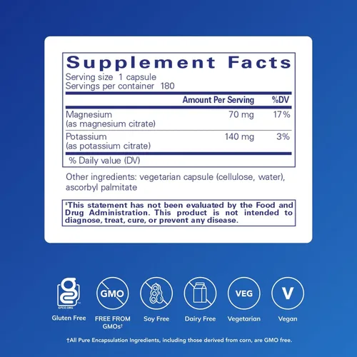 Miniatura 2 de Pure Encapsulations Potasio y magnesio (citrato) - para la salud del corazón y la mineralización ósea* - Absorción óptima - Sin gluten y sin OMG