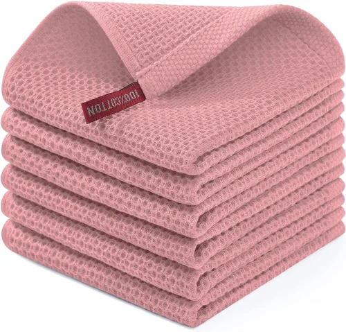 Miniatura 227 de Homaxy Paños de cocina de 100% algodón con tejido de gofre, ultra suaves, absorbentes, de secado rápido, 12 x 12 pulgadas, paquete de 6, amarillo