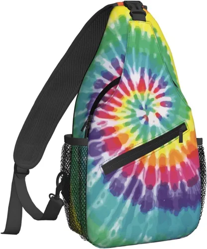 Dujiea Mochila cruzada para hombres y mujeres, bolsa de pecho, bolsa de hombro, mochila de viaje, senderismo, mochila, Teñido anudado